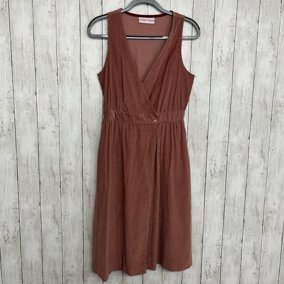 Richard Barry Corduroy Sleeveless V-Neck Midi Pockets Vintage Wrap Dress 10 - Picture 1 of 13